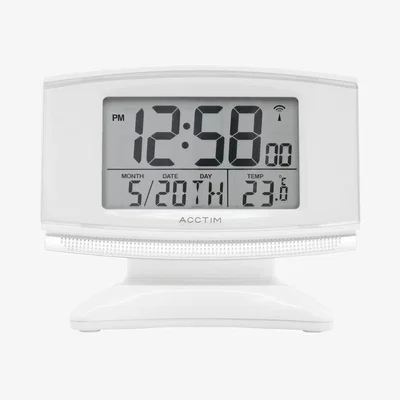 John Lewis Acctim Integra 2 Radio Controlled Smartlite Digital Alarm Clock, White