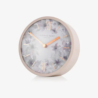 John Lewis Thomas Kent Mini Crofter Flower Analogue Mantel Clock, Dusty Pink