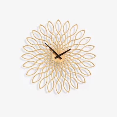 John Lewis John Lewis Wood Flower Wall Clock, 60cm, Natural