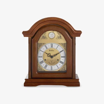 John Lewis Acctim Redbridge Roman Numeral Analogue Wood Mantel Clock, Natural/Brass Effect