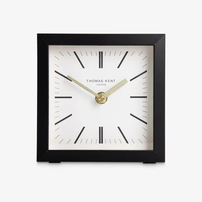 John Lewis Thomas Kent Square Analogue Mantel Clock, 14cm, Black