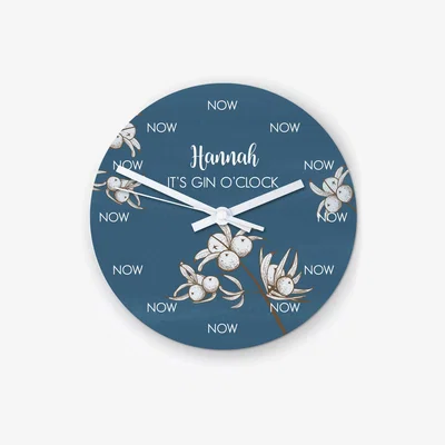 John Lewis John Lewis Personalised Gin O'Clock Glass Wall Clock, 20cm, Blue
