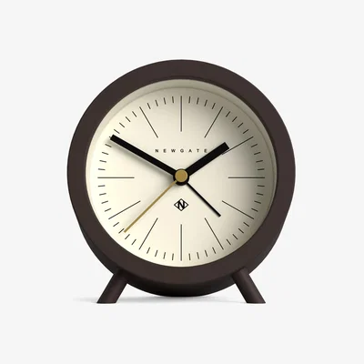 John Lewis Newgate Clocks Fred Mid-Century Modern Silent Sweep Alarm Clock, Chocolate Black