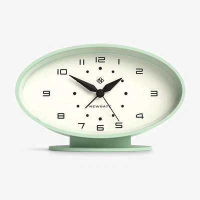 John Lewis Newgate Clocks Ronnie Silent Sweep Oval Analogue Alarm Clock, Green