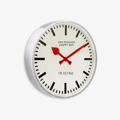 John Lewis Lascelles Personalised Retro Wall Clock, 45cm, Chrome