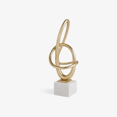 John Lewis John Lewis Abstract Sculpture with Marble Base, H48.5cm, Brass