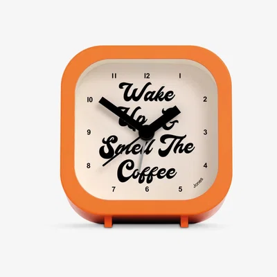 John Lewis Jones Clocks Bob 'Wake Up & Smell The Coffee' Analogue Alarm Clock, Orange