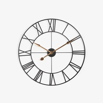 John Lewis John Lewis & Partners Large Roman Numeral Skeleton Wall Clock, 80cm, Black