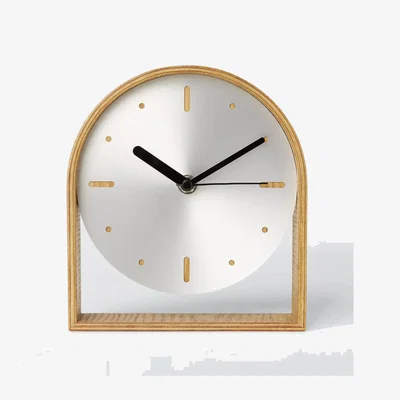 John Lewis John Lewis Mid-Century Mantel Clock, Brushed Aluminium/Natural