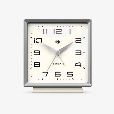 John Lewis Newgate Clocks Skyscraper Silent Sweep Analogue Alarm Clock, Linen Grey/Chrome