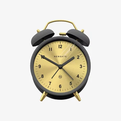 John Lewis Newgate Clocks Charlie Bell Analogue Silent Sweep Alarm Clock, Grey/Brass