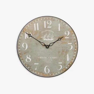 John Lewis Lascelles Tea Clipper Ship Wall Clock, Dia.36cm, Grey