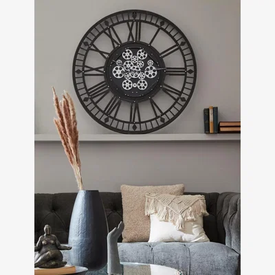 John Lewis Libra Gibbons Roman Numeral Skeleton Analogue Wall Clock, 90cm, Grey