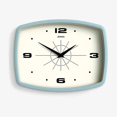 John Lewis Jones Clocks Movie Analogue Wall Clock, 25cm, Clear Blue