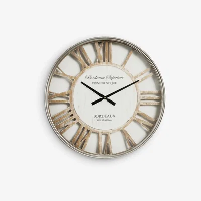 John Lewis HOMEtime Metal Roman Numeral Shabby Chic Dial Wall Clock, 60cm, Silver