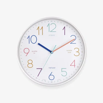 John Lewis Acctim Afia Time Teaching Wall Clock, 30cm, White/Multi