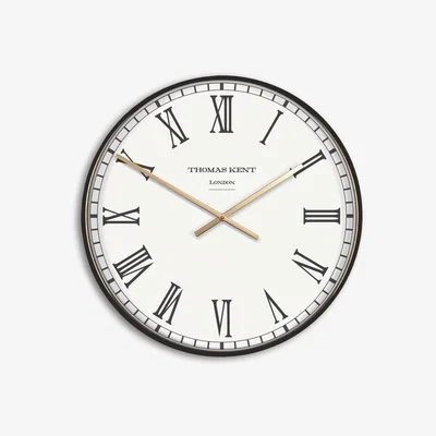 John Lewis Thomas Kent Clocksmith Roman Numerals Large Wall Clock, 76cm, Black/Brass