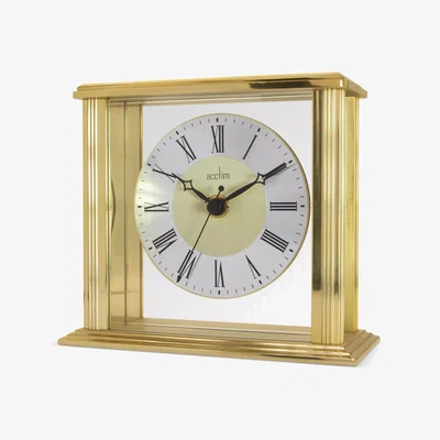 John Lewis Acctim Hamilton Roman Numeral Mantel Clock, Brass Effect