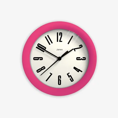 John Lewis Jones Clocks Hot Tub Small Analogue Wall Clock, 15.6cm, Vivid Pink