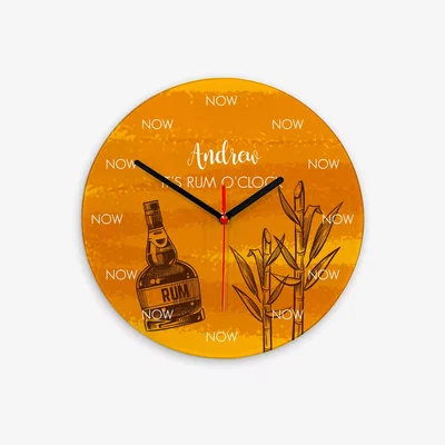 John Lewis John Lewis Personalised Rum O'Clock Glass Wall Clock, 20cm, Yellow