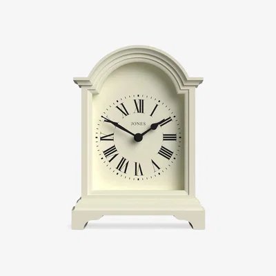 John Lewis Jones Clocks Bistro Analogue Roman Numeral Mantel Clock, Linen White