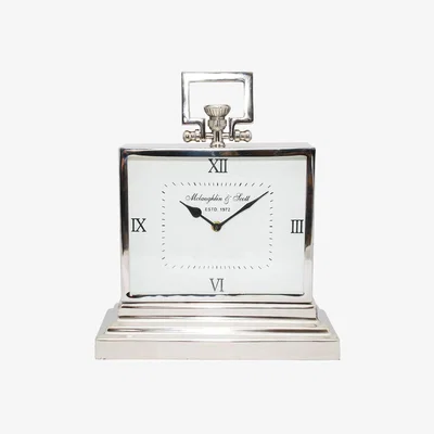 John Lewis Libra Interiors Latham Small Aluminium Rectangular Mantel Clock, Nickel