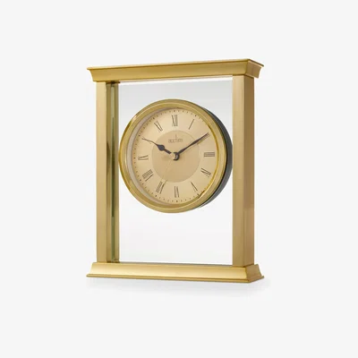 John Lewis Acctim Halton Roman Numeral Analogue Mantel Clock, 18cm, Gold