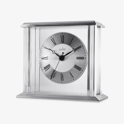 John Lewis Acctim Hamilton Roman Numeral Analogue Mantel Clock, 15.5cm, Silver