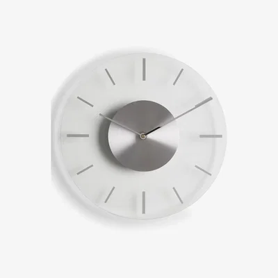 John Lewis ANYDAY John Lewis & Partners Glass Wall Clock, 30cm, Silver