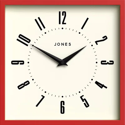 John Lewis Jones Clocks Box Analogue Wall Clock, Engine Red