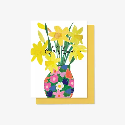 John Lewis Stop the Clock Design Happy Easter Daffodils Easter Card