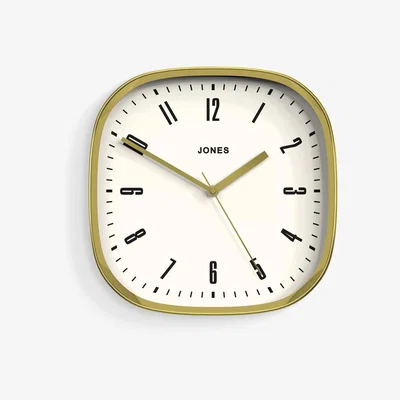 John Lewis Jones Clocks Marvel Modern Square Wall Clock, 30cm, Brass