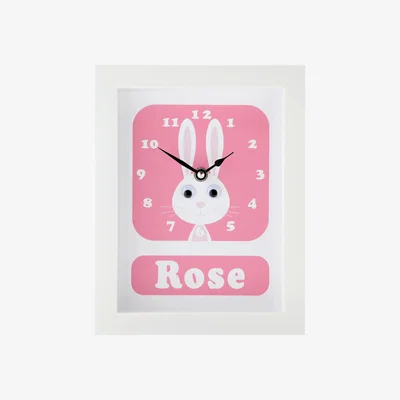 John Lewis Stripey Cats Personalised Rhonda Rabbit Framed Clock, 23 x 18cm