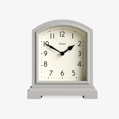 John Lewis Jones Clocks Tavern Analogue Mantel Clock, Cloud Grey