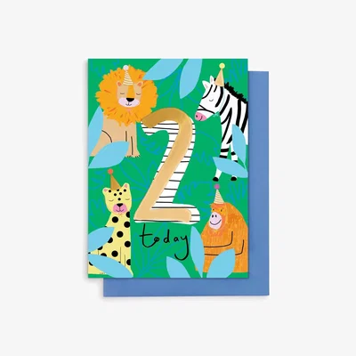 John Lewis Stop the Clock Design Safari Age 2 Boy's Birthday Card