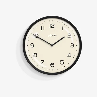 John Lewis Jones Clocks Moonlight Wall Clock, 33cm, Matt Black