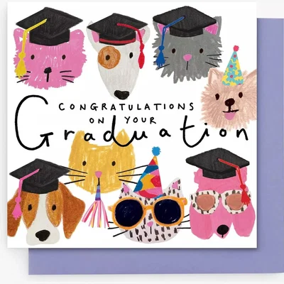 John Lewis Stop the Clock Design Cats & Dogs Graduation Card