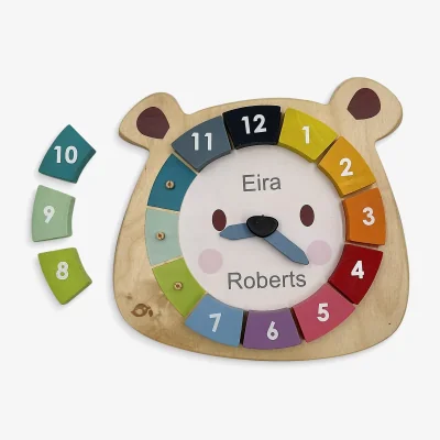 John Lewis Babyblooms Personalised Wooden Bear Head Clock