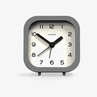 John Lewis Jones Clocks Bob Analogue Alarm Clock, Grey