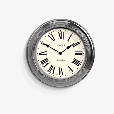John Lewis Jones Clocks Supper Club Roman Numeral Analogue Wall Clock, 40.5cm, Chrome