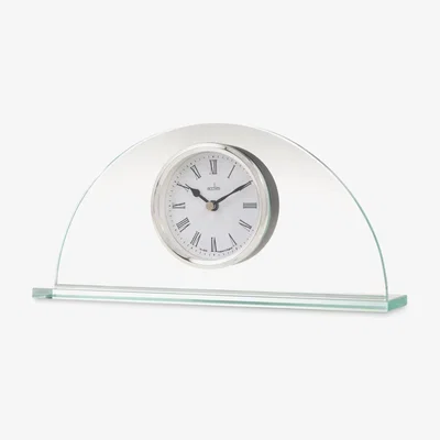 John Lewis Acctim Milton Roman Numeral Quartz Analogue Half Moon Mantel Clock, 13cm, Clear