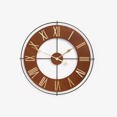 John Lewis John Lewis & Partners Roman Numeral Large Wood-Effect Wall Clock, 60cm, Brown