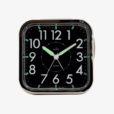 John Lewis Acctim Analogue Square Alarm Clock, Black