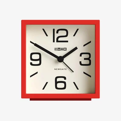 John Lewis Newgate Clocks Mini Cubic Analogue Alarm Clock, Red