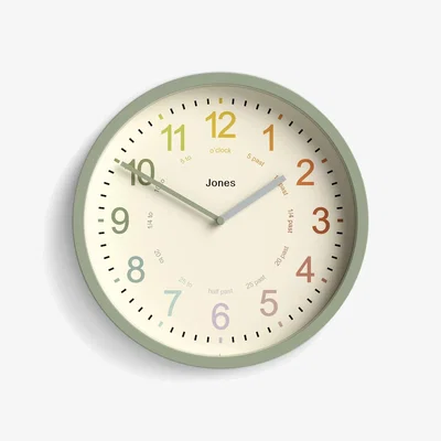 John Lewis Jones Clocks Kids' Analogue Wall Clock, 25cm, Desert Sage
