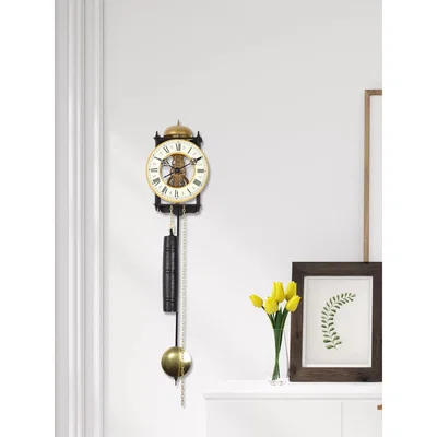 John Lewis Acctim Alcester Mechanical Regulator Pendulum Clock, 61cm, Black/Brass