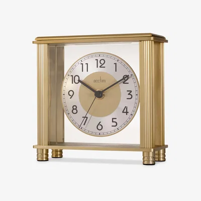 John Lewis Acctim Hampden Mantel Clock, 14cm, Brass