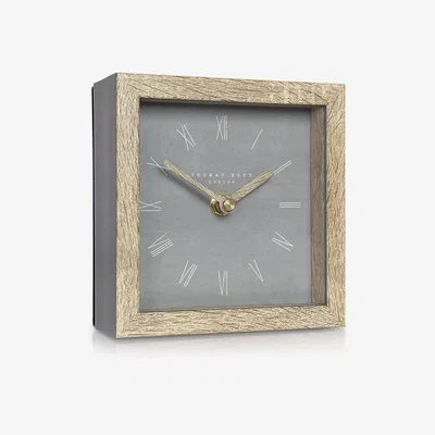 John Lewis Thomas Kent Nordic Roman Numeral Square Wood-Effect Analogue Mantel Clock, 13cm