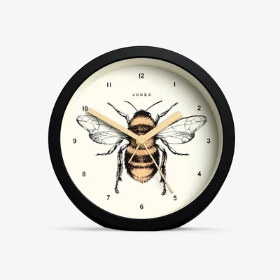 John Lewis Jones Clocks Bee Analogue Alarm Clock, Black