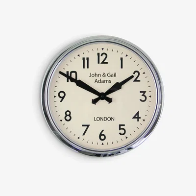 John Lewis Lascelles Personalised Smiths Analogue Wall Clock, 37cm, Chrome